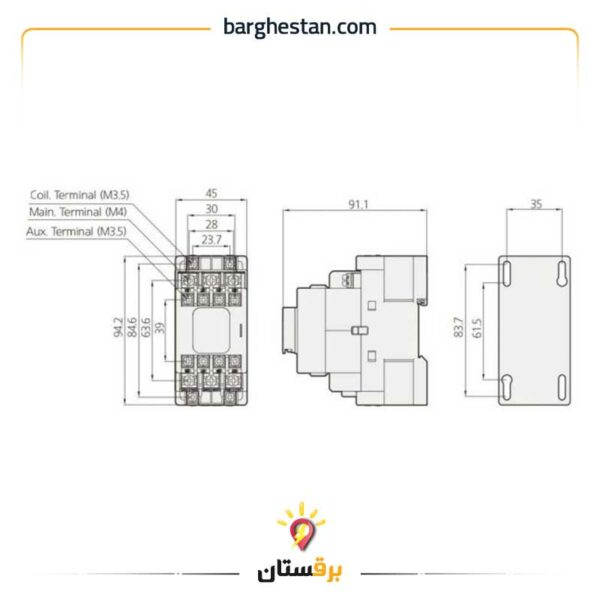 کنتاکتور 9 آمپر هیوندای بوبین 220VAC توان 4 کیلووات مدل HGCB